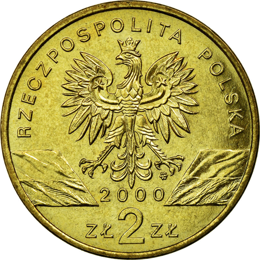 Coin, Poland, 2 Zlote, 2000, Warsaw, EF(40-45), Brass, KM:388