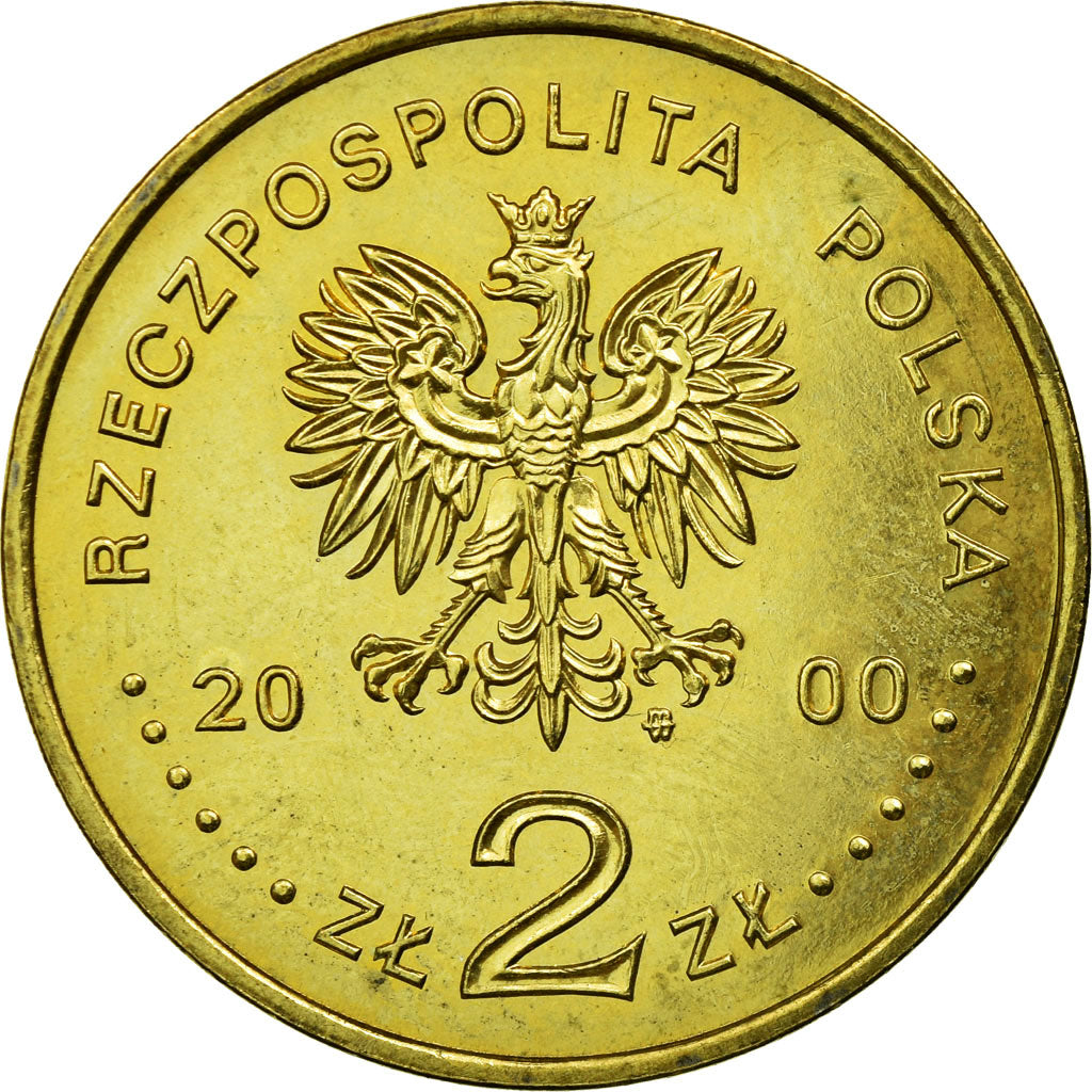 Coin, Poland, 2 Zlote, 2000, Warsaw, EF(40-45), Brass, KM:389