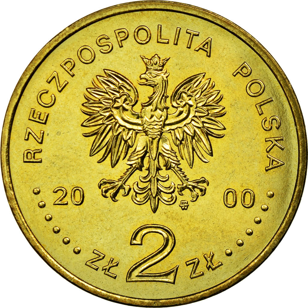 Coin, Poland, 2 Zlote, 2000, Warsaw, EF(40-45), Brass, KM:394
