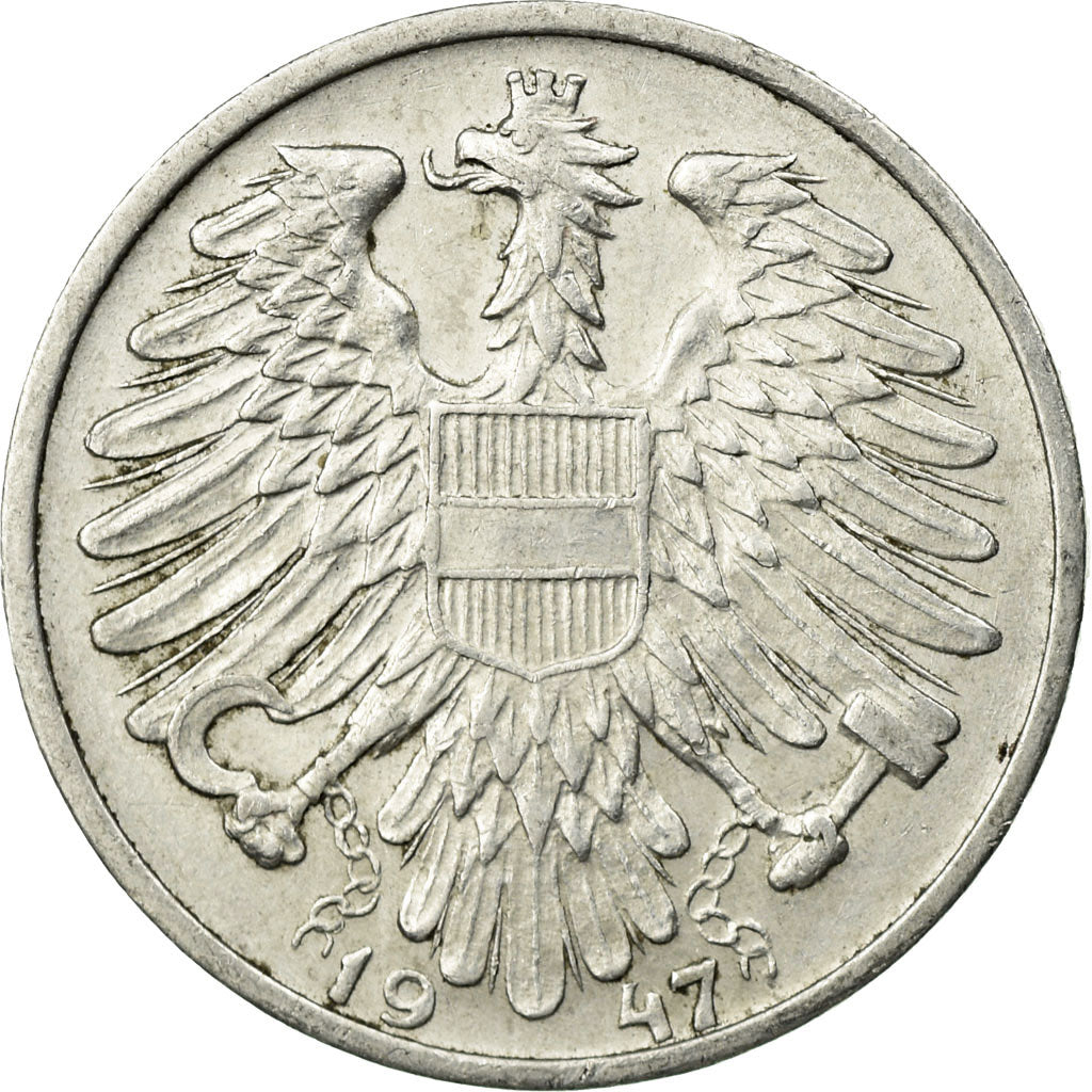 Coin, Austria, Schilling, 1947, Warsaw, EF(40-45), Aluminum, KM:2871