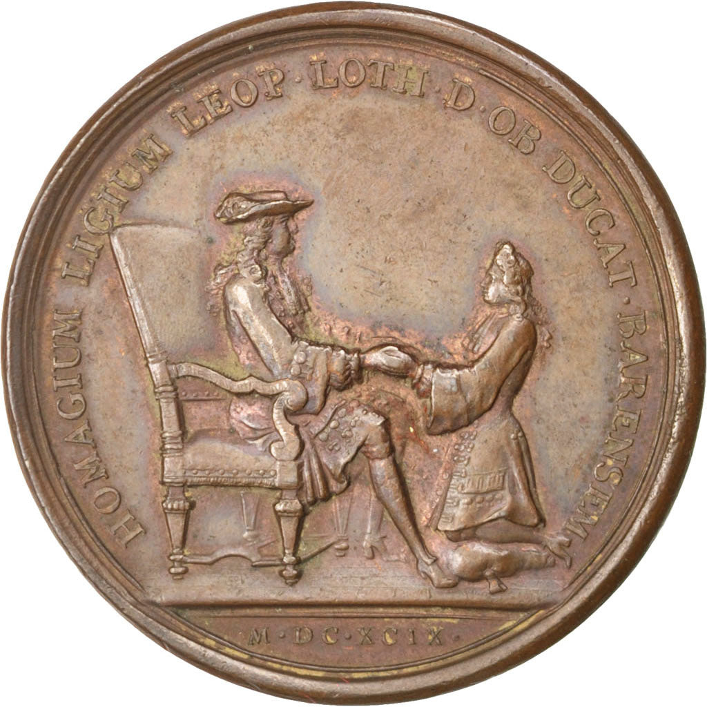 Louis XIV, Hommage du duc Léopold de Lorraine pour le Duché de Bar, Médaille, Di
