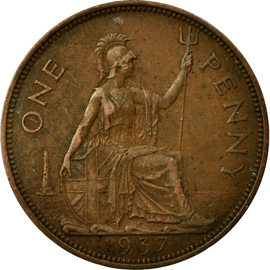 Coin, Great Britain, George VI, Penny, 1937, VF(30-35), Bronze, KM:845