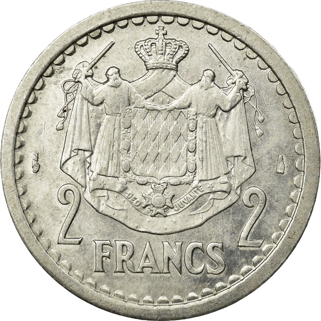 Monnaie, Monaco, Louis II, 2 Francs, Undated (1943), Paris, TB+, Aluminium