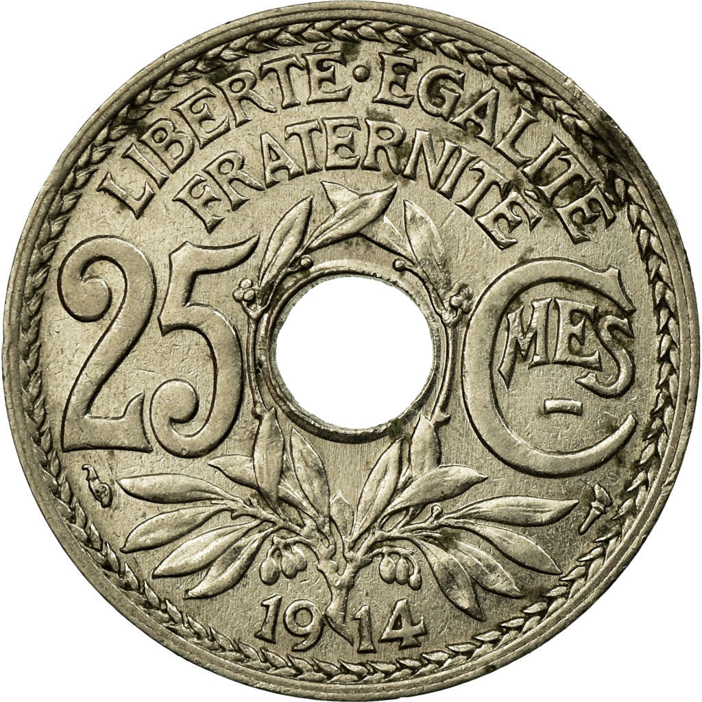 Moneta, Francia, Lindauer, 25 Centimes, 1914, MB+, Nichel, KM:867, Gadoury:379