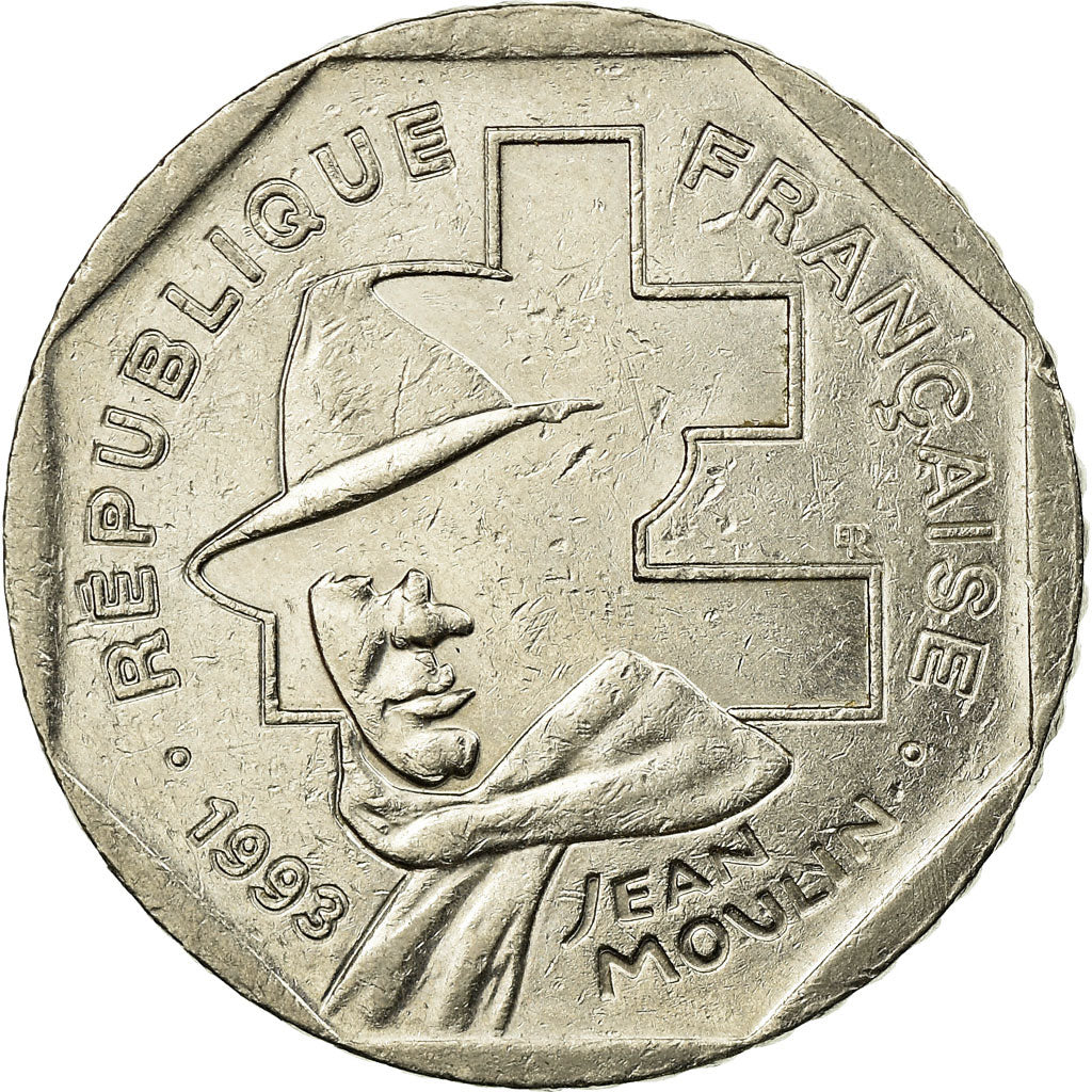 Munten, Frankrijk, Jean Moulin, 2 Francs, 1993, Paris, ZF, Nickel, KM:1062