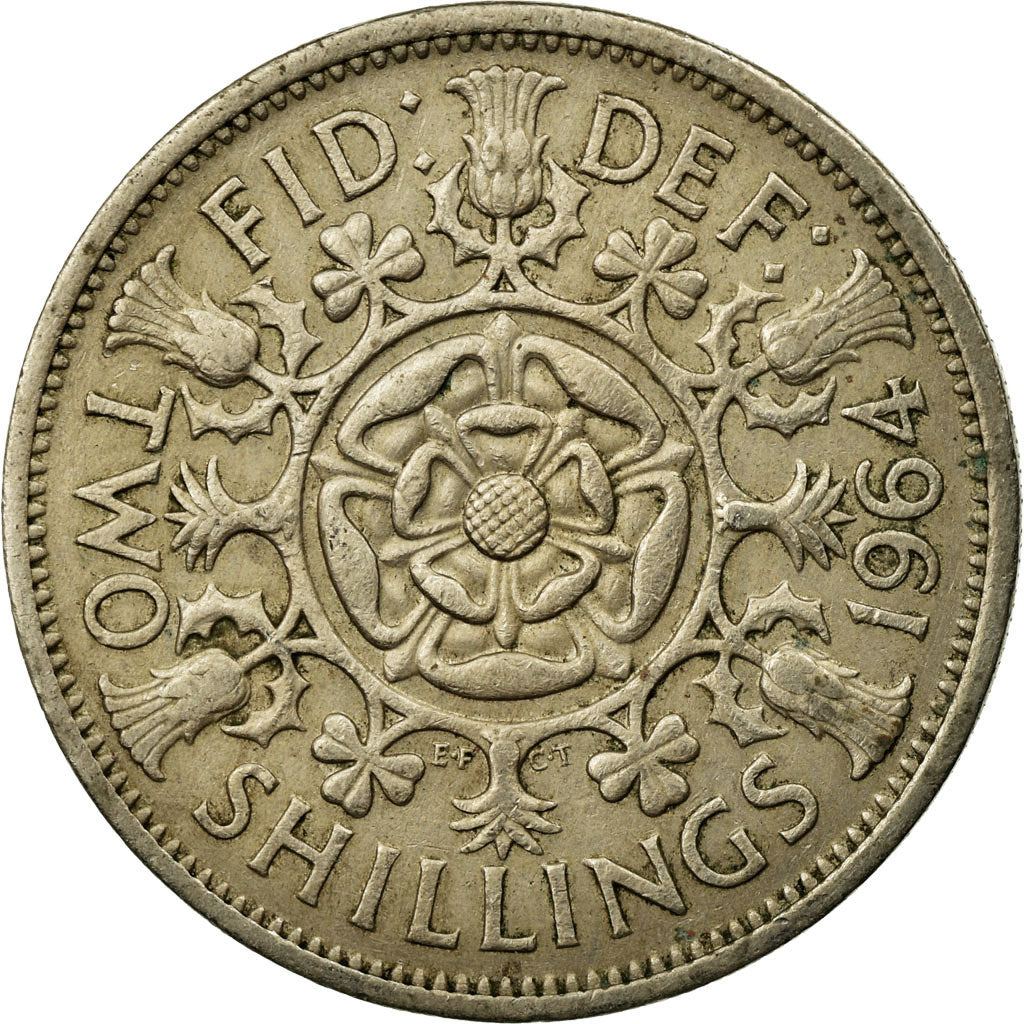 Coin, Great Britain, Elizabeth II, Florin, Two Shillings, 1964, EF(40-45)