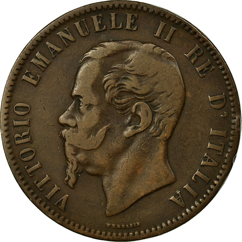 Coin, Italy, Vittorio Emanuele II, 10 Centesimi, 1863, VF(30-35), Copper