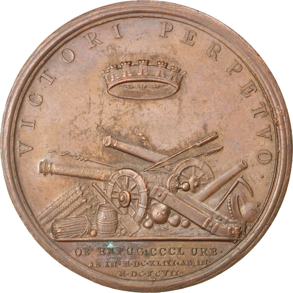 France, Medal, Louis XIV, Politics, Society, War, Mauger, AU(50-53), Copper