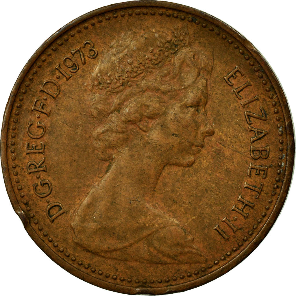Moneta, Gran Bretagna, Elizabeth II, New Penny, 1973, MB+, Bronzo, KM:915