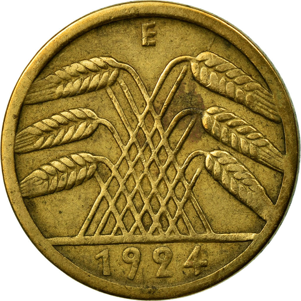 Coin, GERMANY, WEIMAR REPUBLIC, 5 Rentenpfennig, 1924, Muldenhütten, VF(30-35)