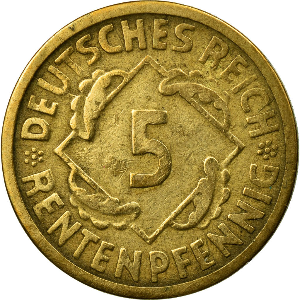 Coin, GERMANY, WEIMAR REPUBLIC, 5 Rentenpfennig, 1924, Muldenhütten, VF(30-35)