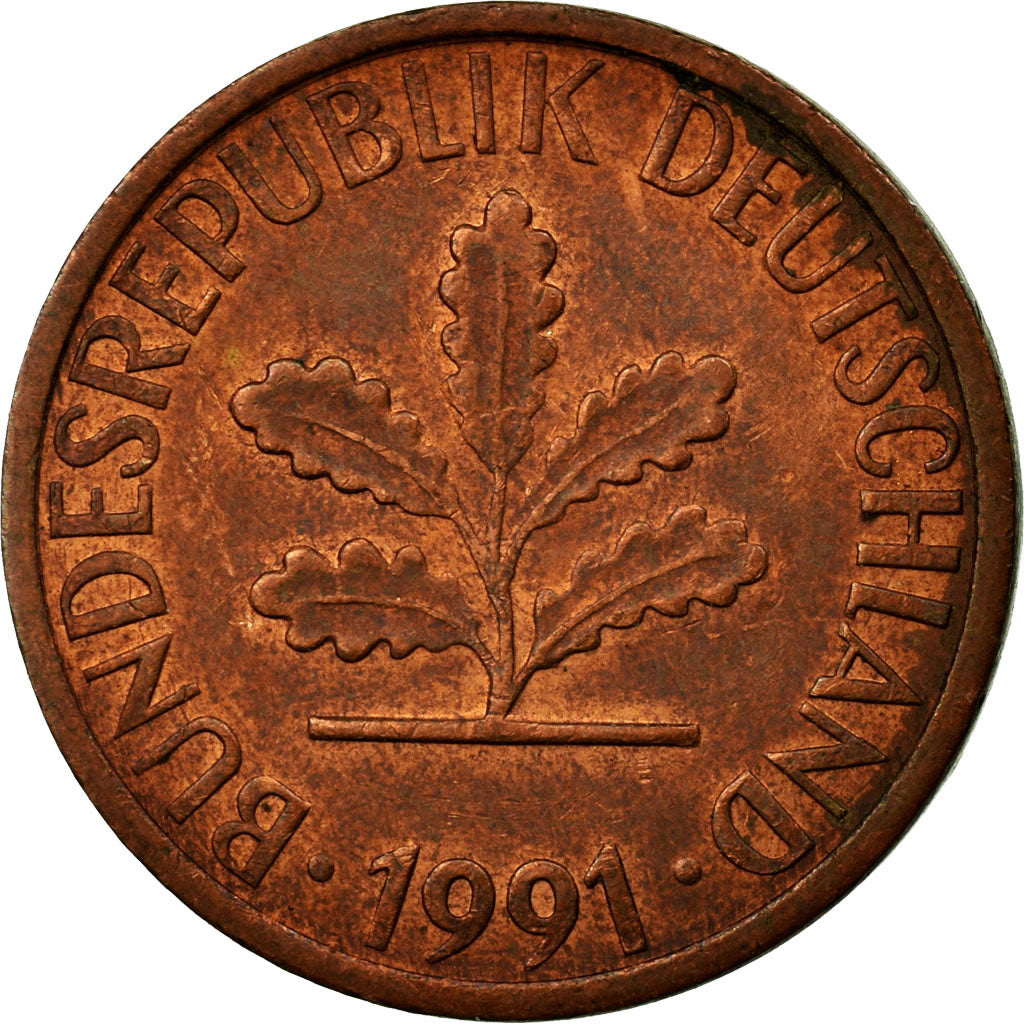 Monnaie, République fédérale allemande, Pfennig, 1991, Munich, TB+, Copper