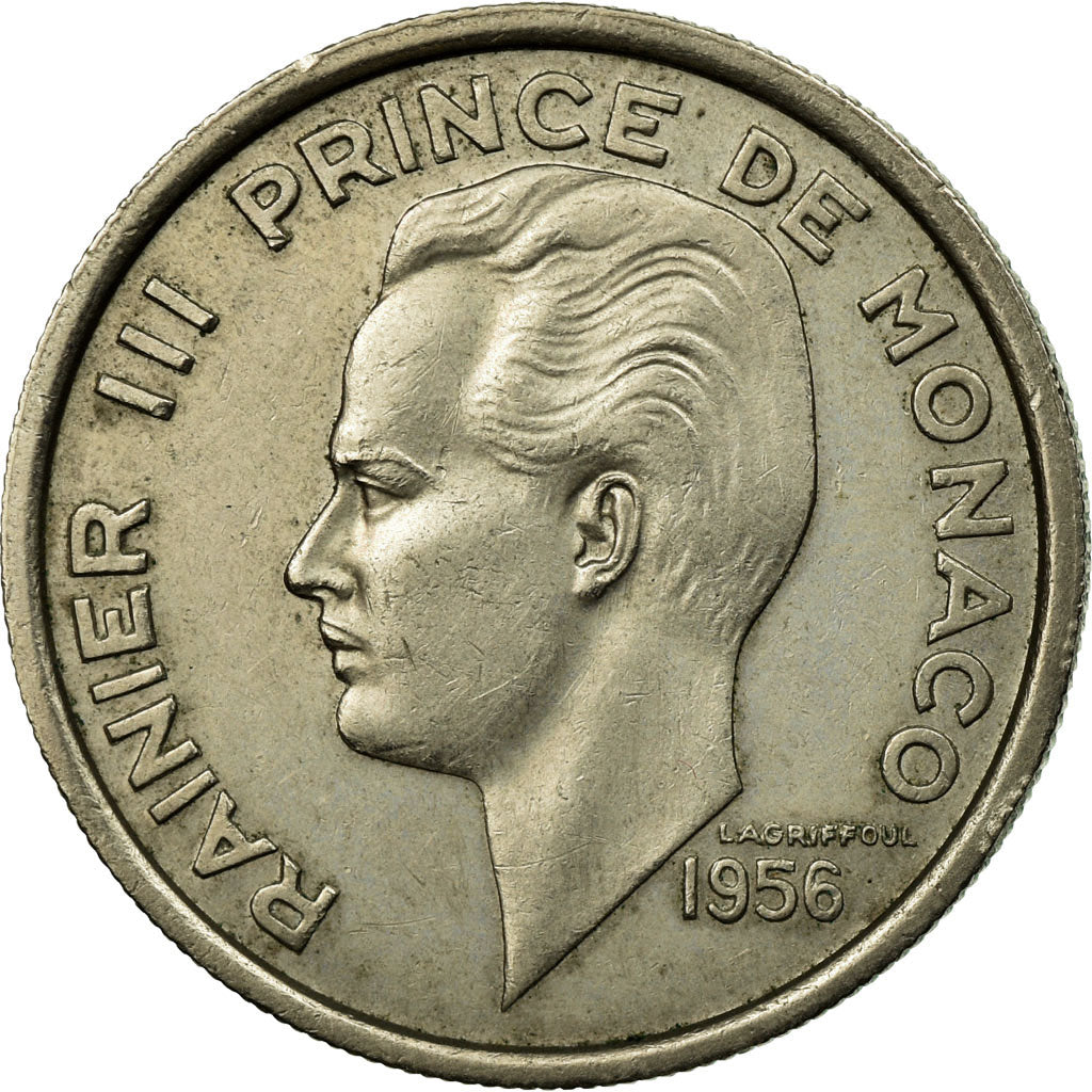 Moeda, Mónaco, Rainier III, 100 Francs, Cent, 1956, EF(40-45), Cobre-níquel