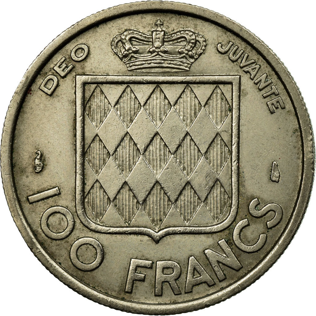 Moeda, Mónaco, Rainier III, 100 Francs, Cent, 1956, EF(40-45), Cobre-níquel