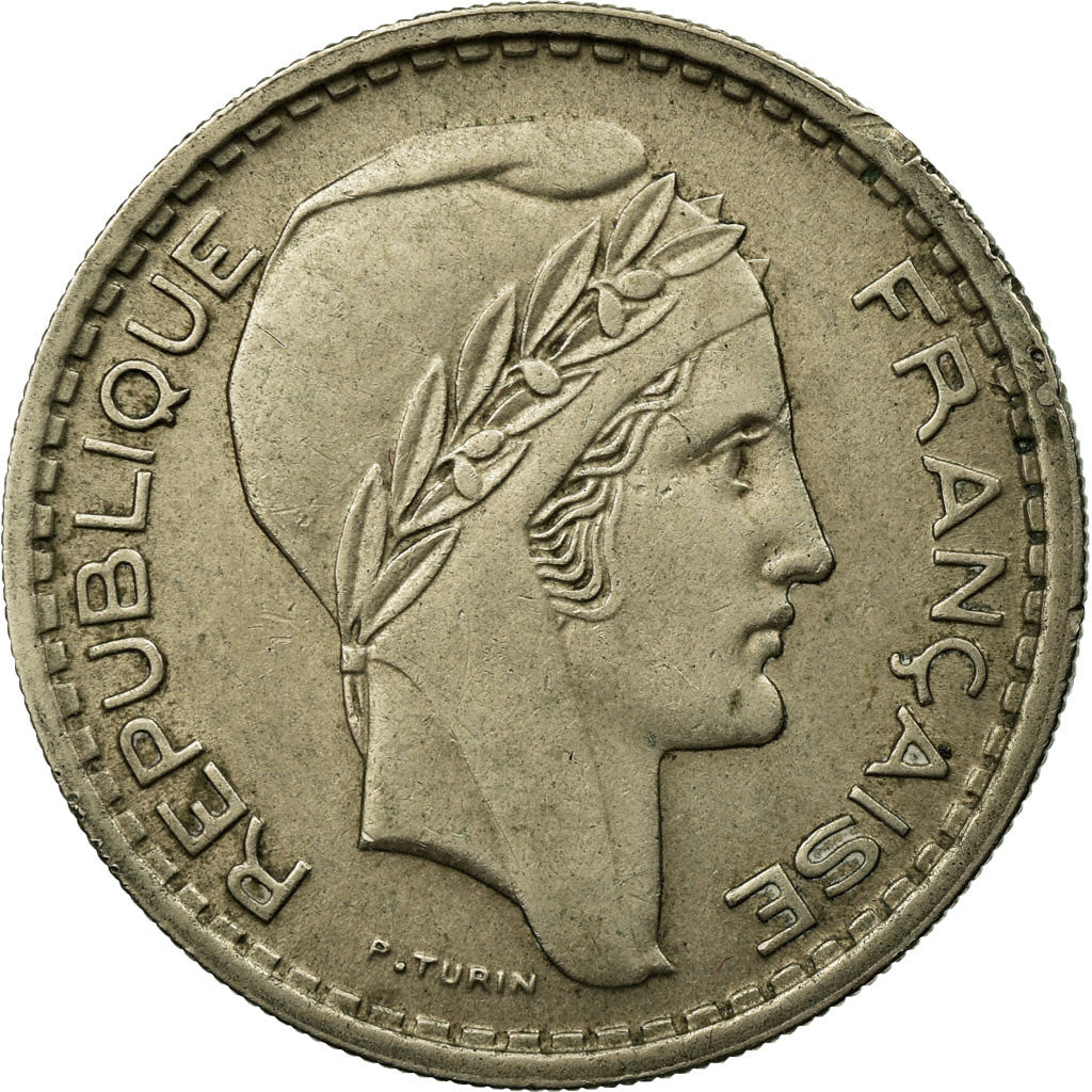 Moneda, Francia, Turin, 10 Francs, 1948, Beaumont - Le Roger, MBC, Cobre -