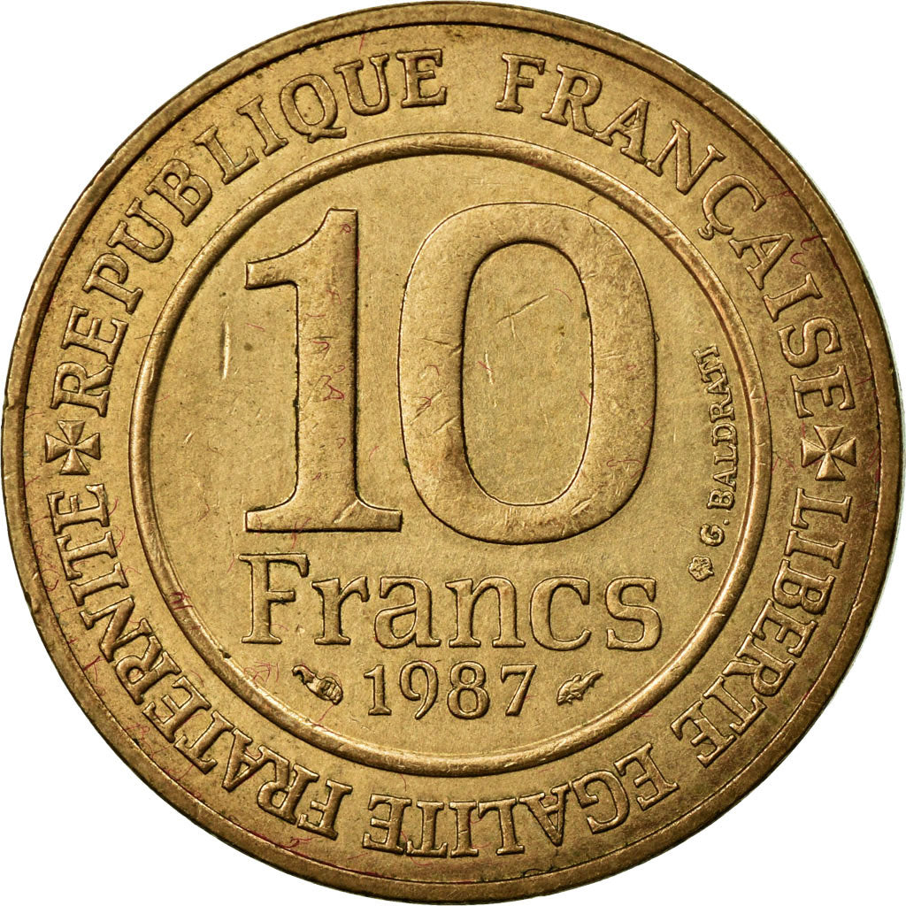 Moeda, França, 10 Francs, 1987, Paris, EF(40-45), Níquel-Bronze, KM:961d