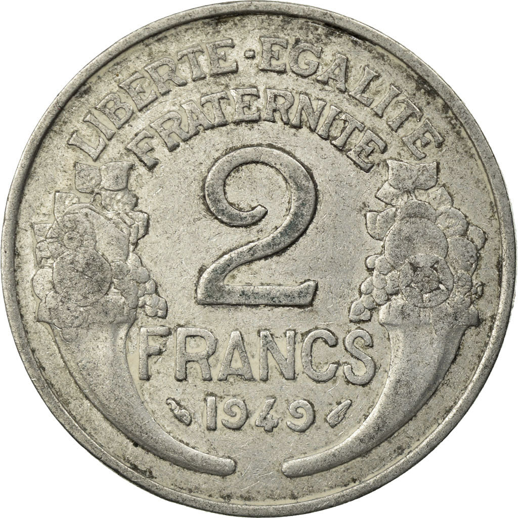 Coin, France, Morlon, 2 Francs, 1949, Paris, EF(40-45), Aluminum, KM:886a.1