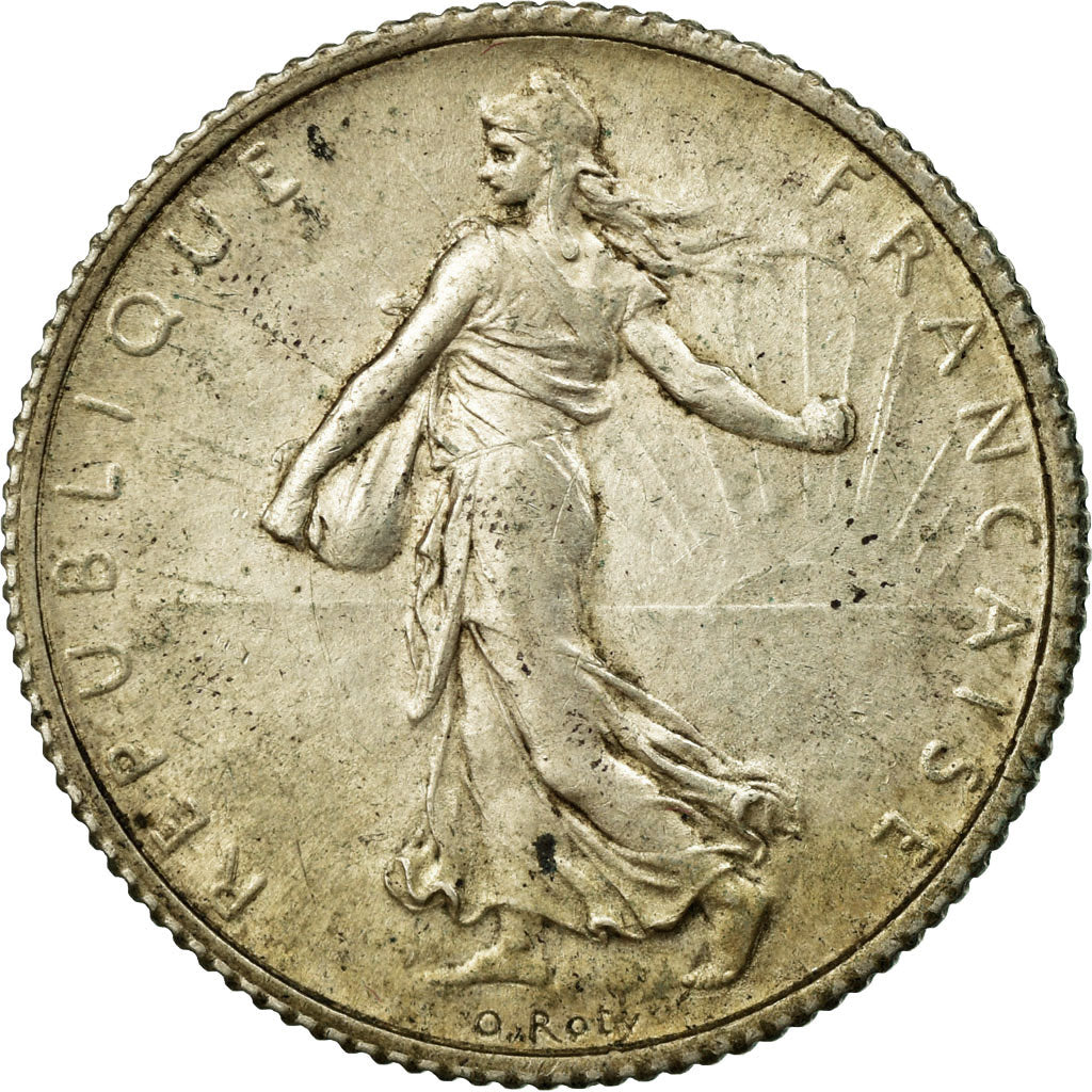 Moneta, Francia, Semeuse, Franc, 1916, Paris, MB+, Argento, KM:844.1