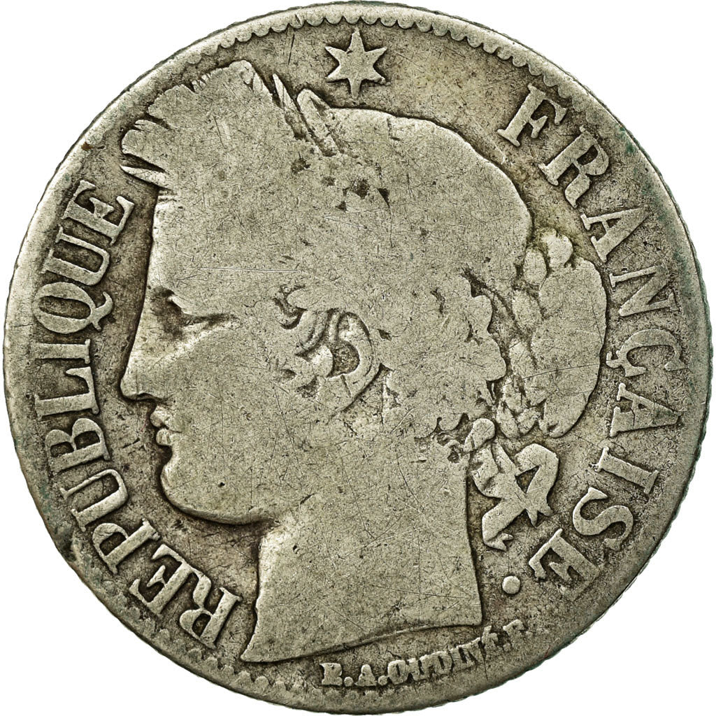 Monnaie, France, Cérès, Franc, 1872, Bordeaux, TB, Argent, KM:822.2