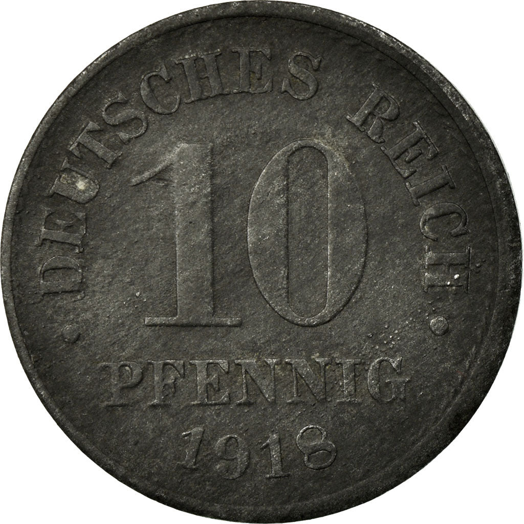 Moeda, ALEMANHA - IMPÉRIO, 10 Pfennig, 1918, VF(30-35), Zinco, KM:26