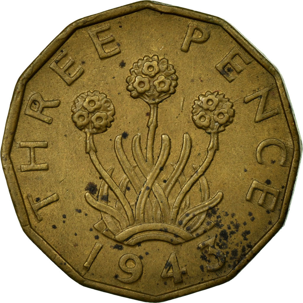Coin, Great Britain, George VI, 3 Pence, 1943, VF(20-25), Nickel-brass, KM:849
