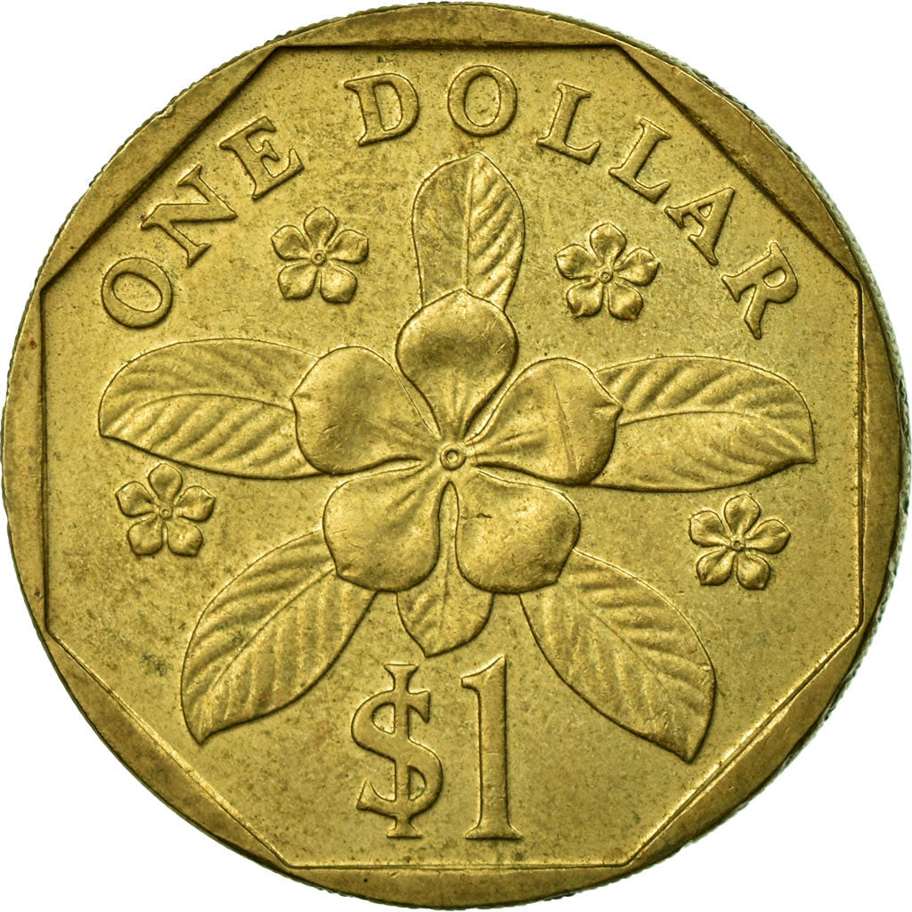 Coin, Singapore, Dollar, 1989, British Royal Mint, EF(40-45), Aluminum-Bronze