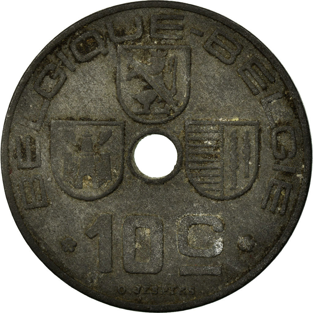 Moneta, Belgio, 10 Centimes, 1942, MB+, Zinco, KM:125