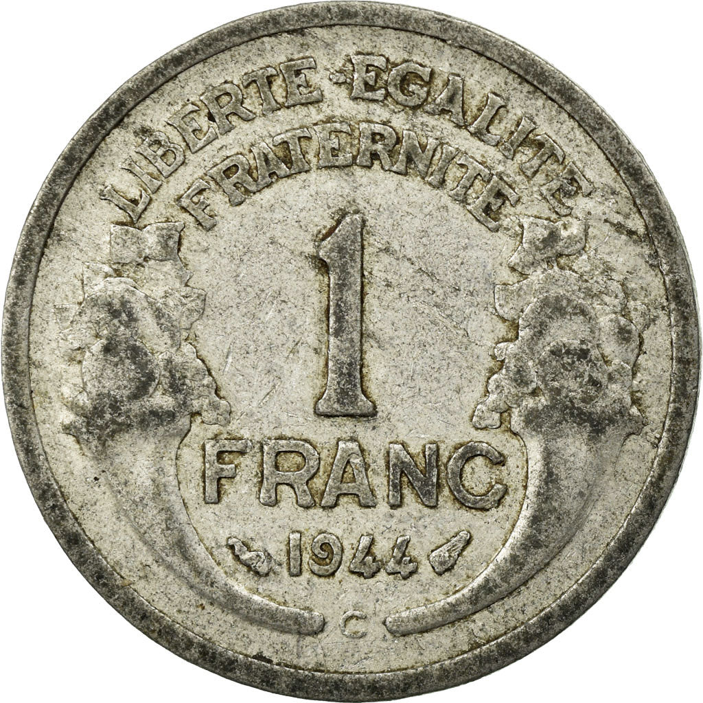 Moneta, Francia, Morlon, Franc, 1944, Castelsarrasin, MB+, Alluminio, KM:885a.3