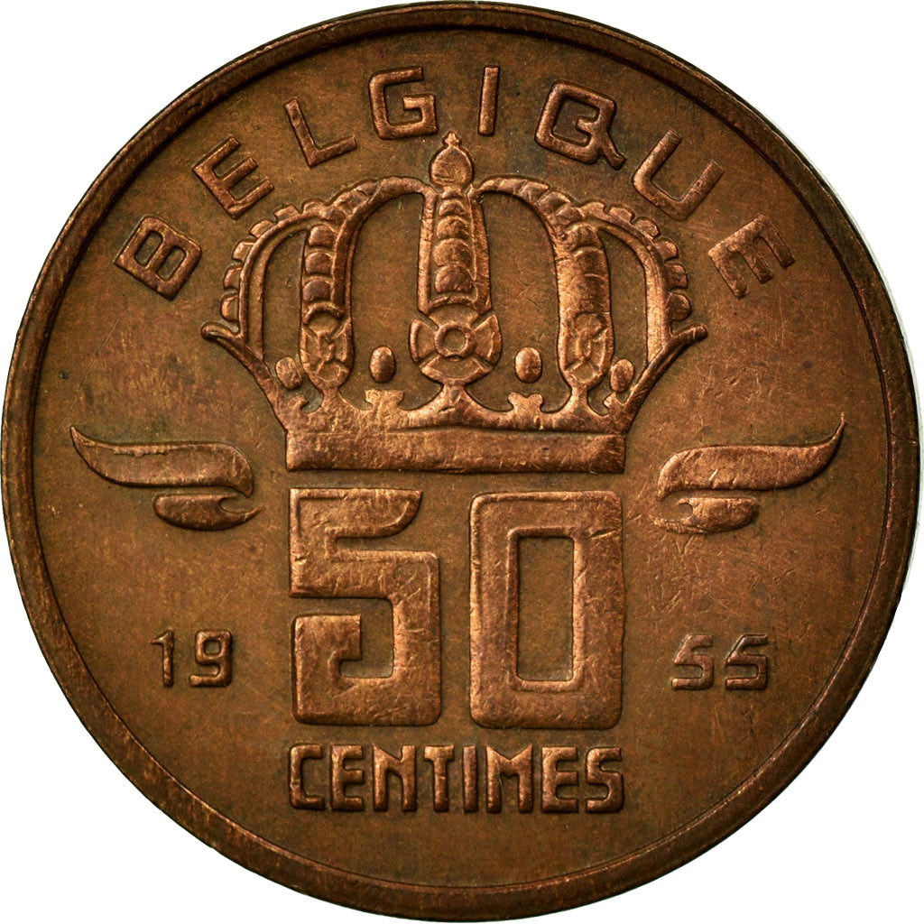 Münze, Belgien, 50 Centimes, 1955, Paris, SS, Bronze, KM:144