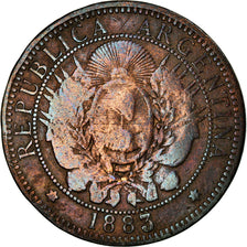 Moneta, Argentina, 2 Centavos, 1883, MB, Bronzo, KM:33