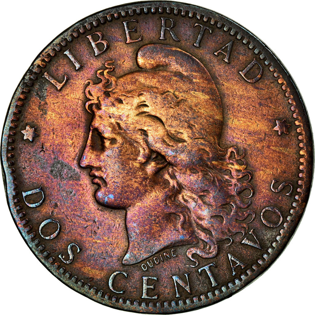 Moneta, Argentina, 2 Centavos, 1883, MB, Bronzo, KM:33