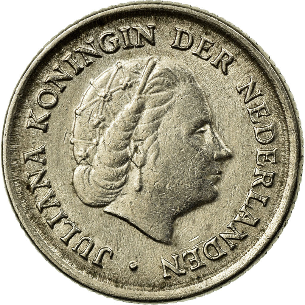 Moneda, Países Bajos, Juliana, 10 Cents, 1963, BC+, Níquel, KM:182