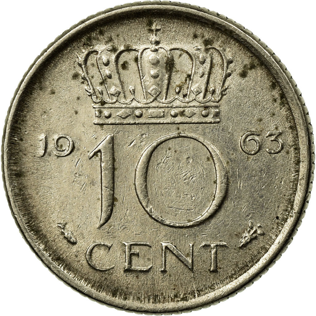 Moneda, Países Bajos, Juliana, 10 Cents, 1963, BC+, Níquel, KM:182