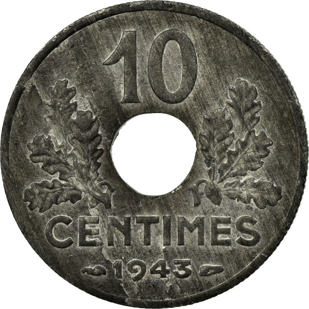 Coin, France, État français, 10 Centimes, 1943, Paris, VF(30-35), Zinc