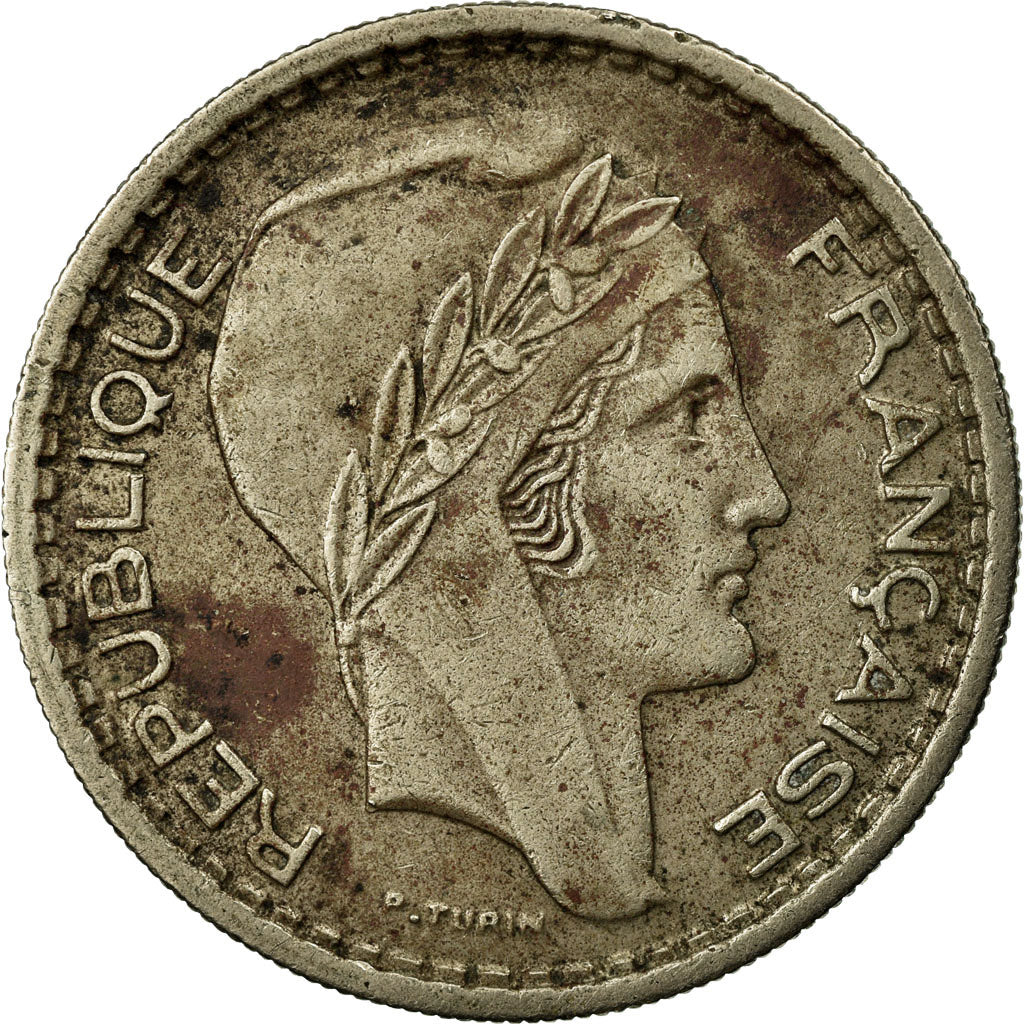 Moneda, Francia, Turin, 10 Francs, 1948, Beaumont - Le Roger, BC+, Cobre -