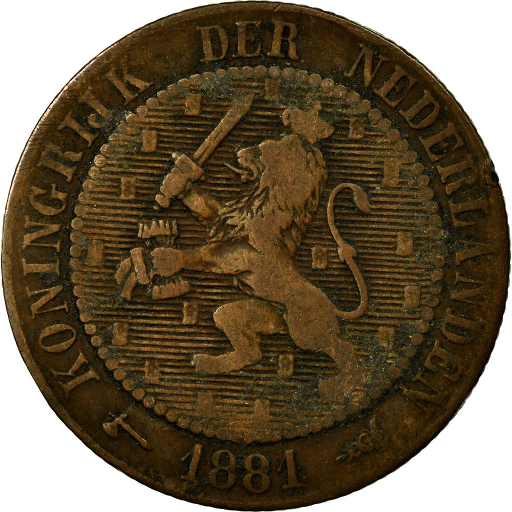 Münze, Niederlande, William III, 2-1/2 Cent, 1881, S+, Bronze, KM:108.1