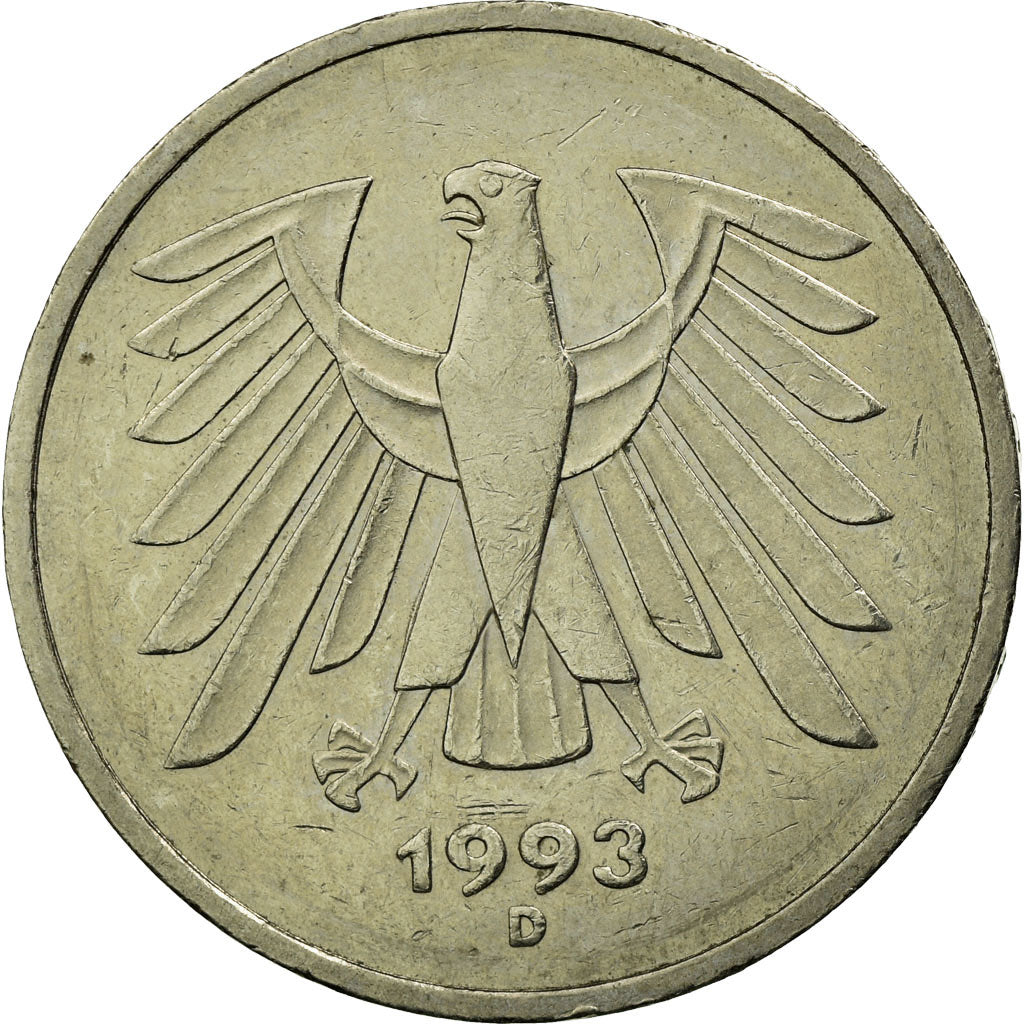 Moneta, GERMANIA - REPUBBLICA FEDERALE, 5 Mark, 1993, Munich, BB, Nichel