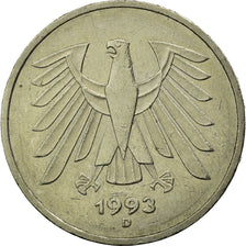 Moneta, GERMANIA - REPUBBLICA FEDERALE, 5 Mark, 1993, Munich, BB, Nichel