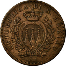 Moneta, San Marino, 10 Centesimi, 1875, Rome, VF(30-35), Miedź, KM:2