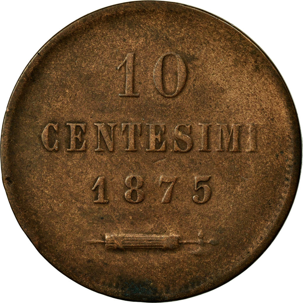 Münze, San Marino, 10 Centesimi, 1875, Rome, S+, Kupfer, KM:2