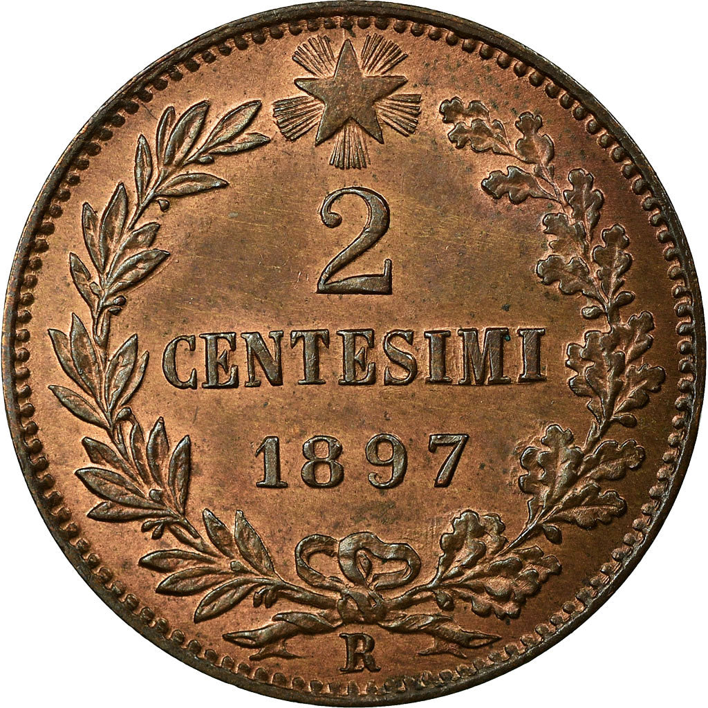 Coin, Italy, Umberto I, 2 Centesimi, 1897, Rome, EF(40-45), Copper, KM:30