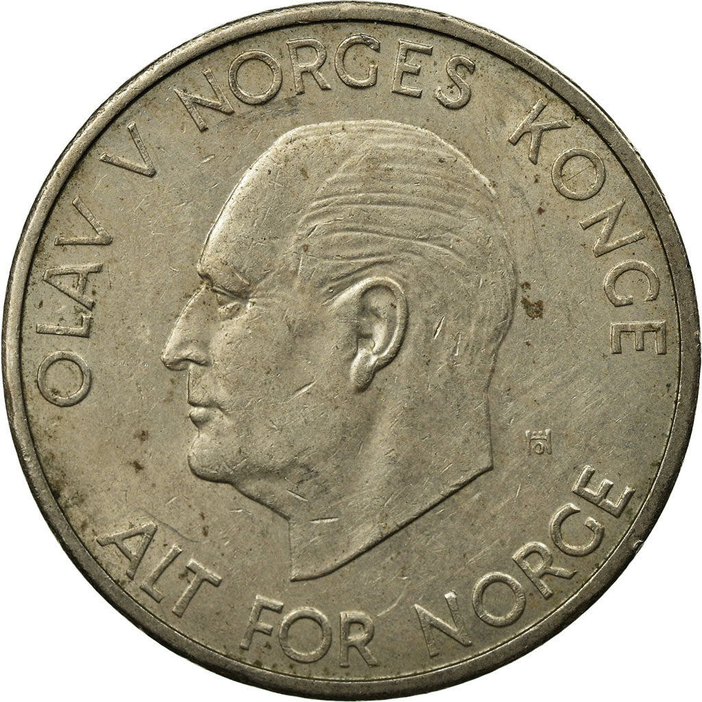 Moneda, Noruega, Olav V, 5 Kroner, 1972, BC+, Cobre - níquel, KM:412