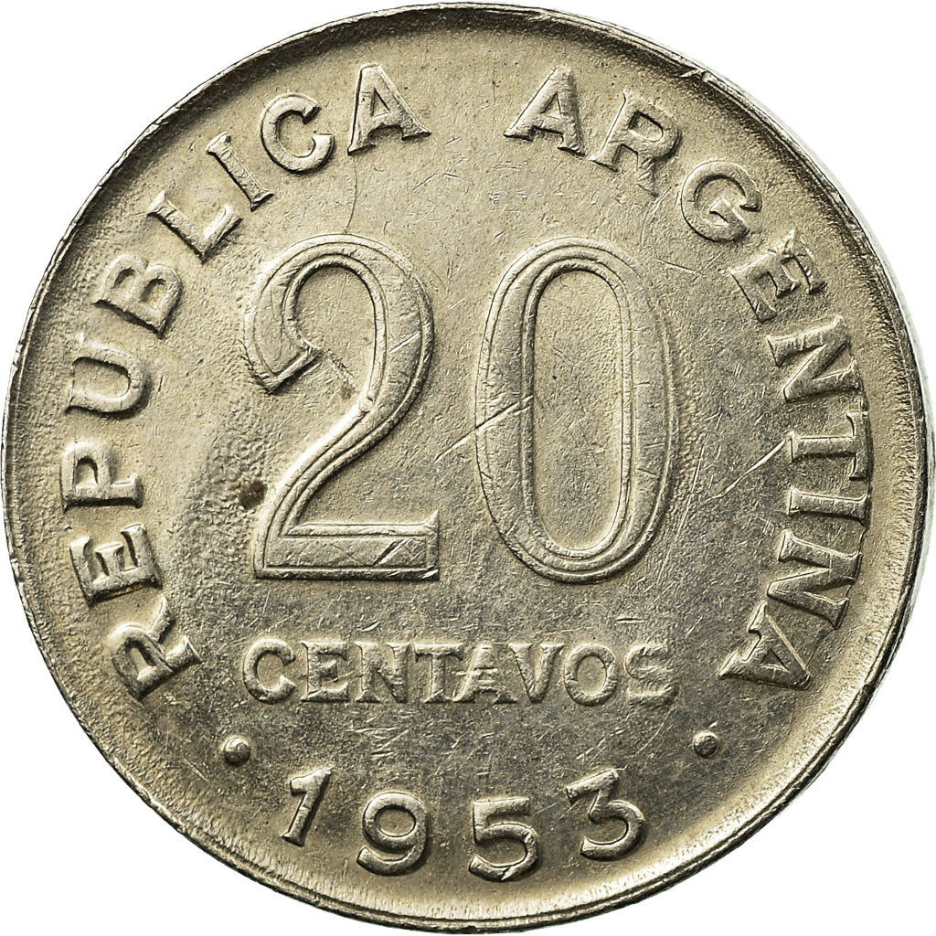Monnaie, Argentine, 20 Centavos, 1953, TTB, Nickel Clad Steel, KM:48a