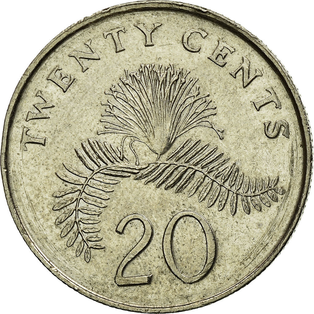 Coin, Singapore, 20 Cents, 2006, Singapore Mint, EF(40-45), Copper-nickel