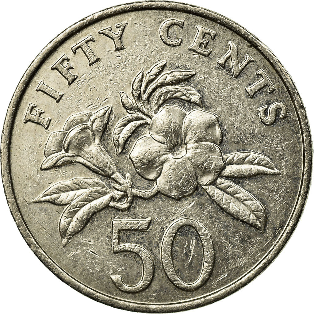 Coin, Singapore, 50 Cents, 1995, Singapore Mint, VF(30-35), Copper-nickel