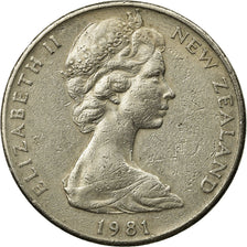 Coin, New Zealand, Elizabeth II, 20 Cents, 1981, EF(40-45), Copper-nickel