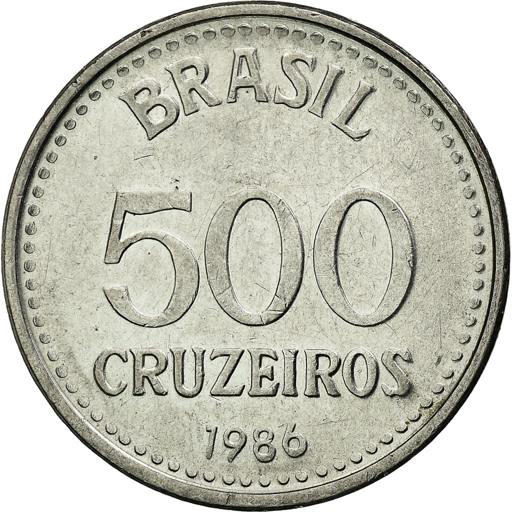 Munten, Brazilië, 500 Cruzeiros, 1986, ZF, Stainless Steel, KM:597