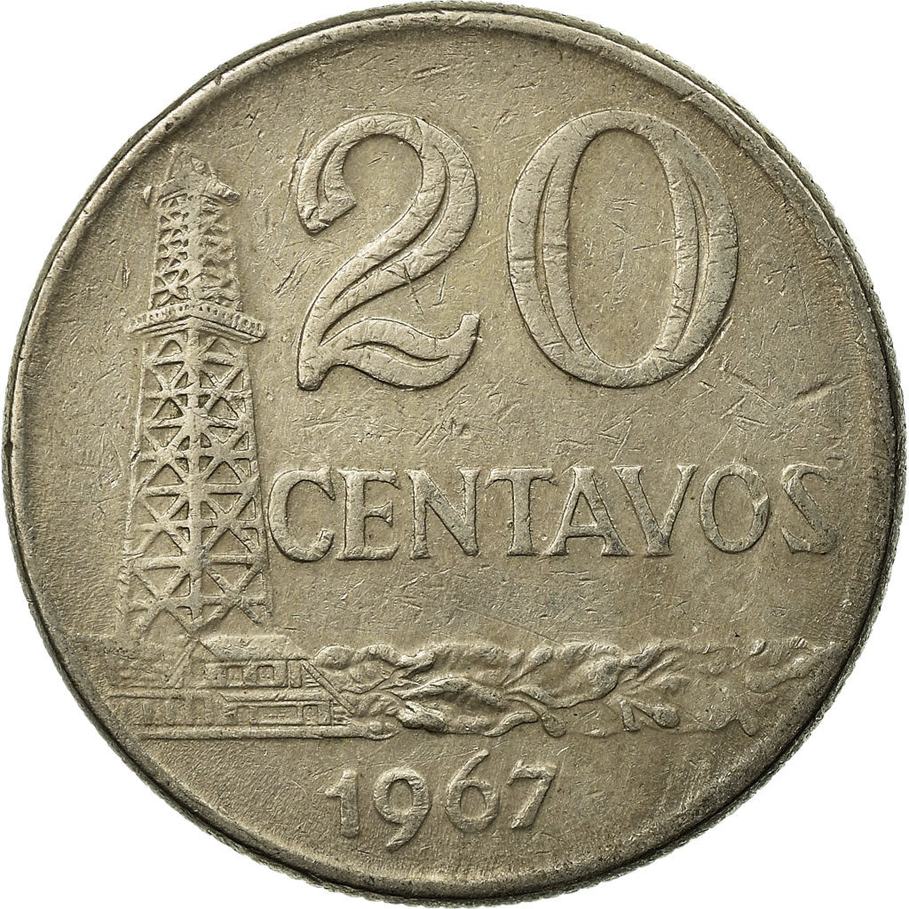 Coin, Brazil, 20 Centavos, 1967, VF(30-35), Copper-nickel, KM:579.1