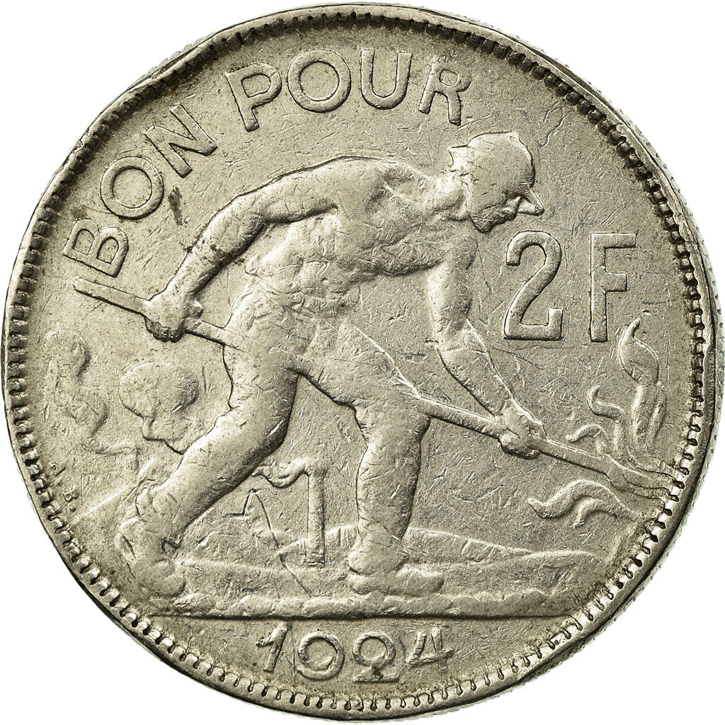 Coin, Luxembourg, Charlotte, 2 Francs, 1924, EF(40-45), Nickel, KM:36