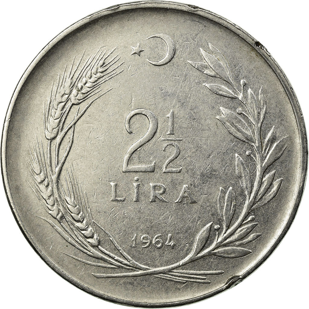 Monnaie, Turquie, 2-1/2 Lira, 1964, TTB, Stainless Steel, KM:893.1